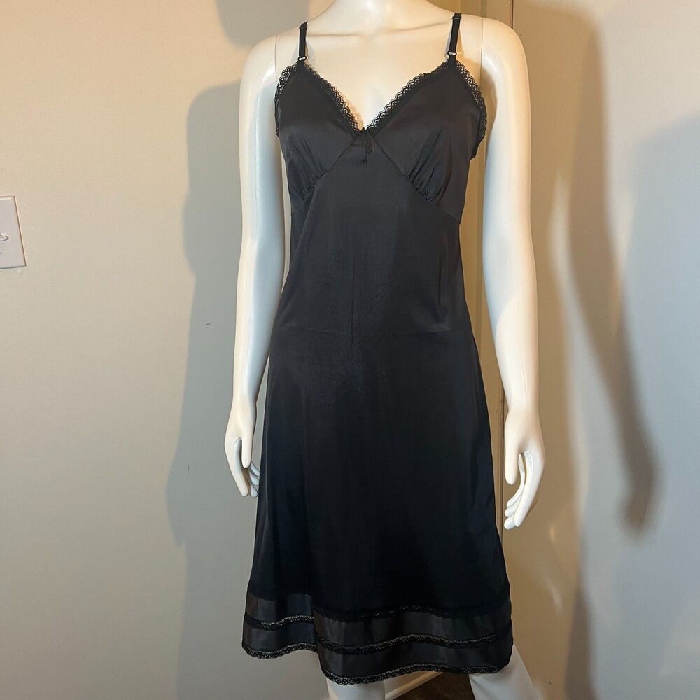 Vintage 70s 80s Lace Maxi Slip Dress M - Goth Whimsigoth Grunge Vampy Sleaze Y2K